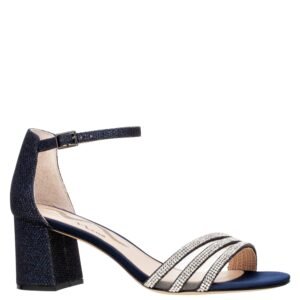 Nina Shoes Nagida Navy Metallic Textured Block-Heel Sandal