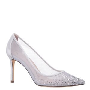Nina Shoes Nalia True Silver Slip On High-Heel Pumps
