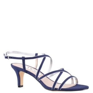 Nina Shoes Neli Navy Suedette Strappy Mid-Heel Sandal