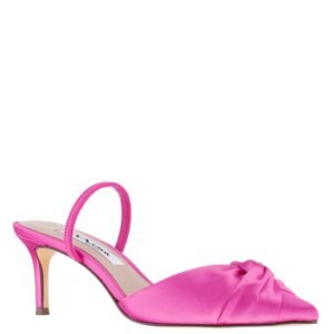 Nina Shoes Nemera Ultra Pink Satin Mid-Heel Slingback Pointy-Toe Pump