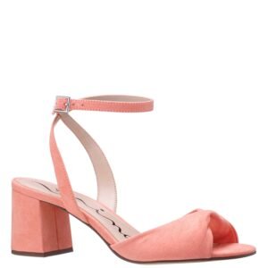 Nina Shoes Women's Neza Light Coral Suedette Mid-Heel Block Sandal|