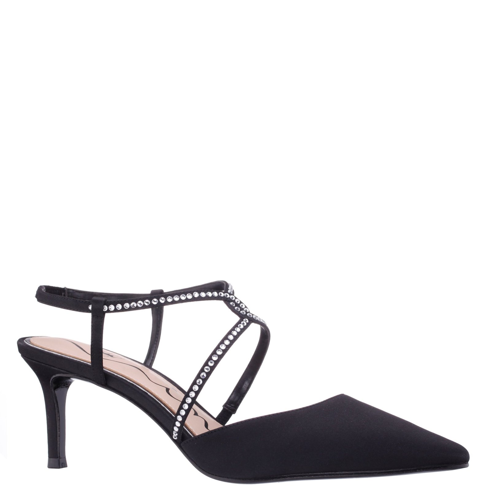 Nina Shoes Nichele Black Instep Strap Mid-Heel Pumps