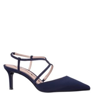 Nina Shoes Nichele New Navy Instep Strap Mid-Heel Pumps