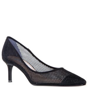 Nina Shoes Niley Black Satin Low-Heel Classic Dressy Pump