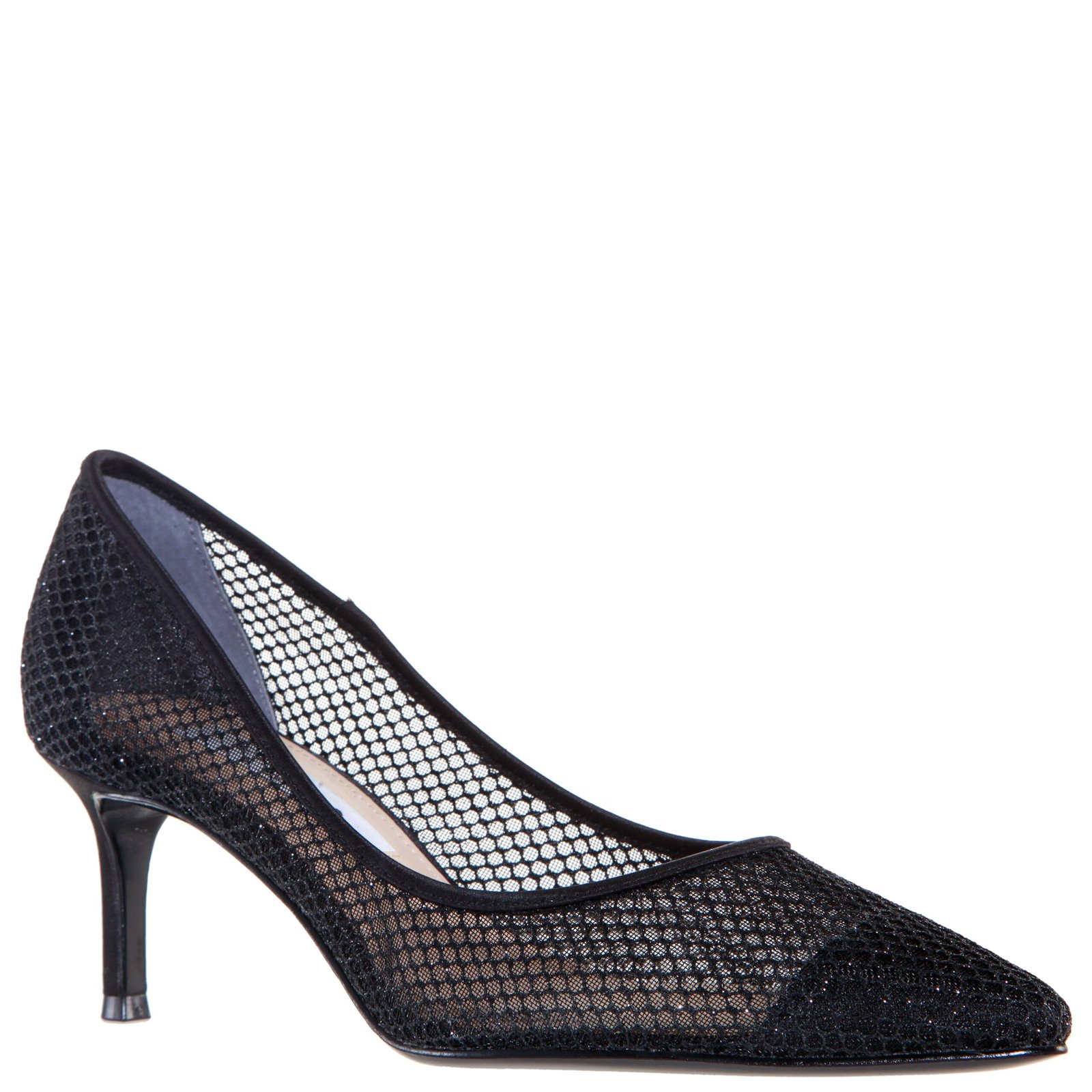 Nina Shoes Niley Black Satin Low-Heel Classic Dressy Pump