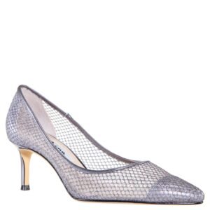 Nina Shoes Niley Steel/Light Gunmetal Mesh Low-Heel Classic Dressy Pump