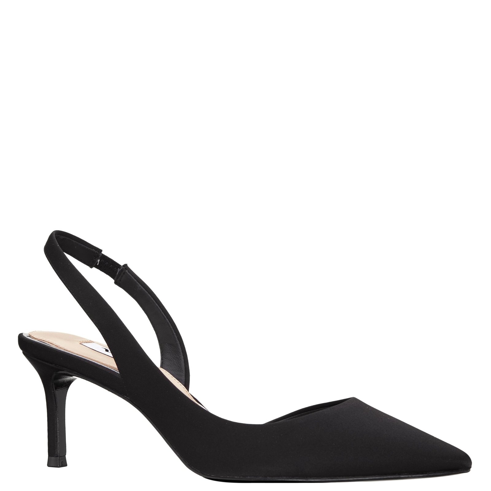 Nina Shoes Nina60s Black Satin Pump Pointed-Toe Mid-Heel Classic Pump