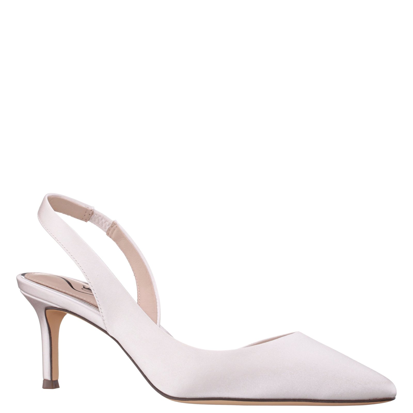 Nina Shoes Nina60s Ivory Satin Mid-Heel Slingback Classic Pump