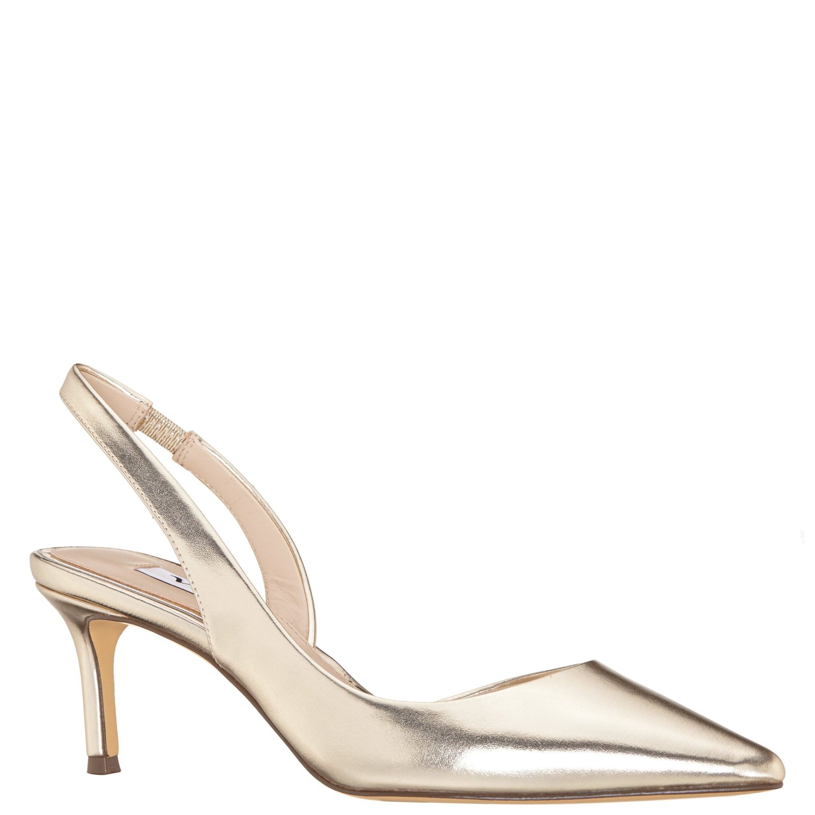 Nina Shoes Nina60s Platino Metallic Suedette Pump Pointed-Toe Mid-Heel Classic Pump
