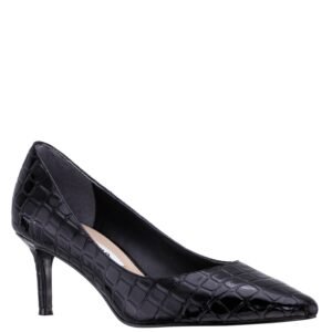 Nina Shoes Nina60 Blackcroco Patent Leatherette Mid-Heel Classic Pump