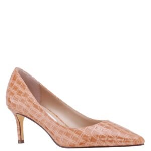 Nina Shoes Nina60 Dark Latte Croco Patent Leatherette Mid-Heel Classic Pump