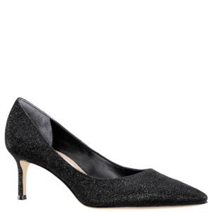 Nina Shoes Nina60 Noir Metallic Textured Mid-Heel Classic Pump
