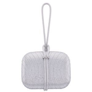 Nina Shoes Noor True Silver Glass Crystal/Reflective Suedette Minaudiere