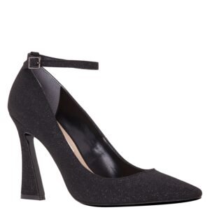Nina Shoes Noralyn Black Glitter Net Stiletto Heel Pointed Toe Dressy Pump