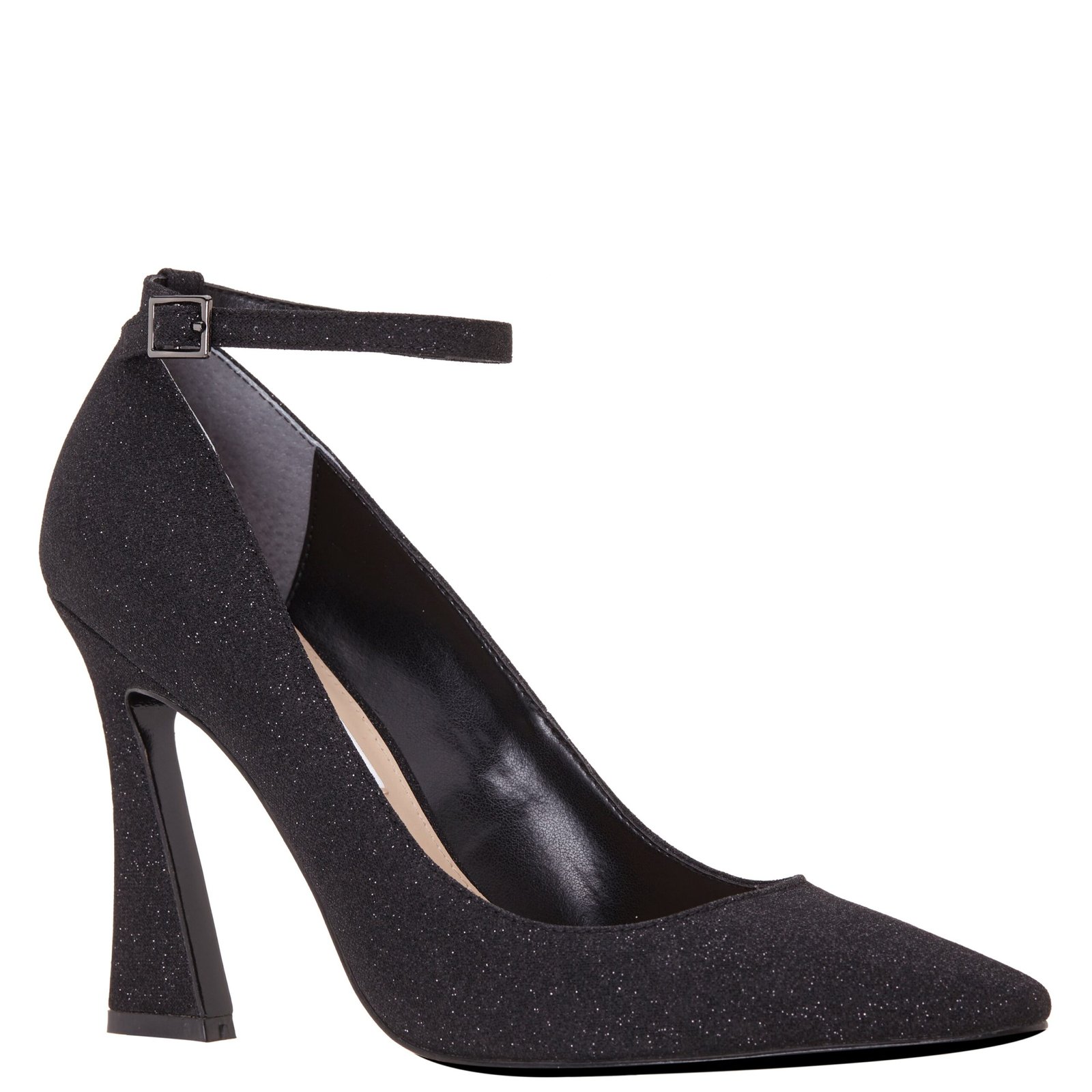 Nina Shoes Noralyn Black Glitter Net Stiletto Heel Pointed Toe Dressy Pump