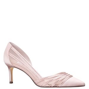 Nina Shoes Noreen Pearl Rose Satin Crystal Pointy-Toe Mid-Heel D'orsay Pump