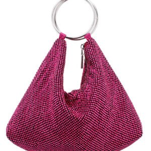 Nina Shoes Olivia Wine Crystal Mesh Double Ring Handle Pouch