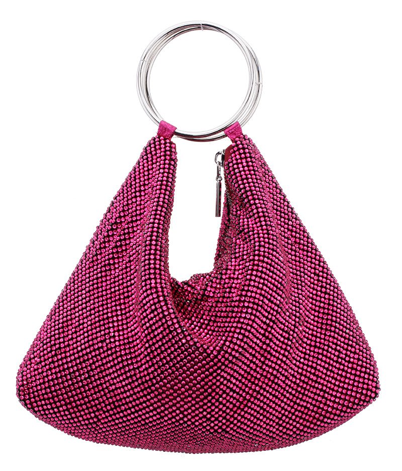 Nina Shoes Olivia Wine Crystal Mesh Double Ring Handle Pouch