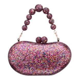 Nina Shoes Opal Red Printed Acrylic Minaudiere With Beaded Handle