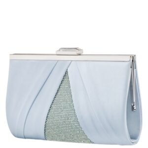 Nina Shoes Ophelia Air Blue Pleated Satin Frame Clutch