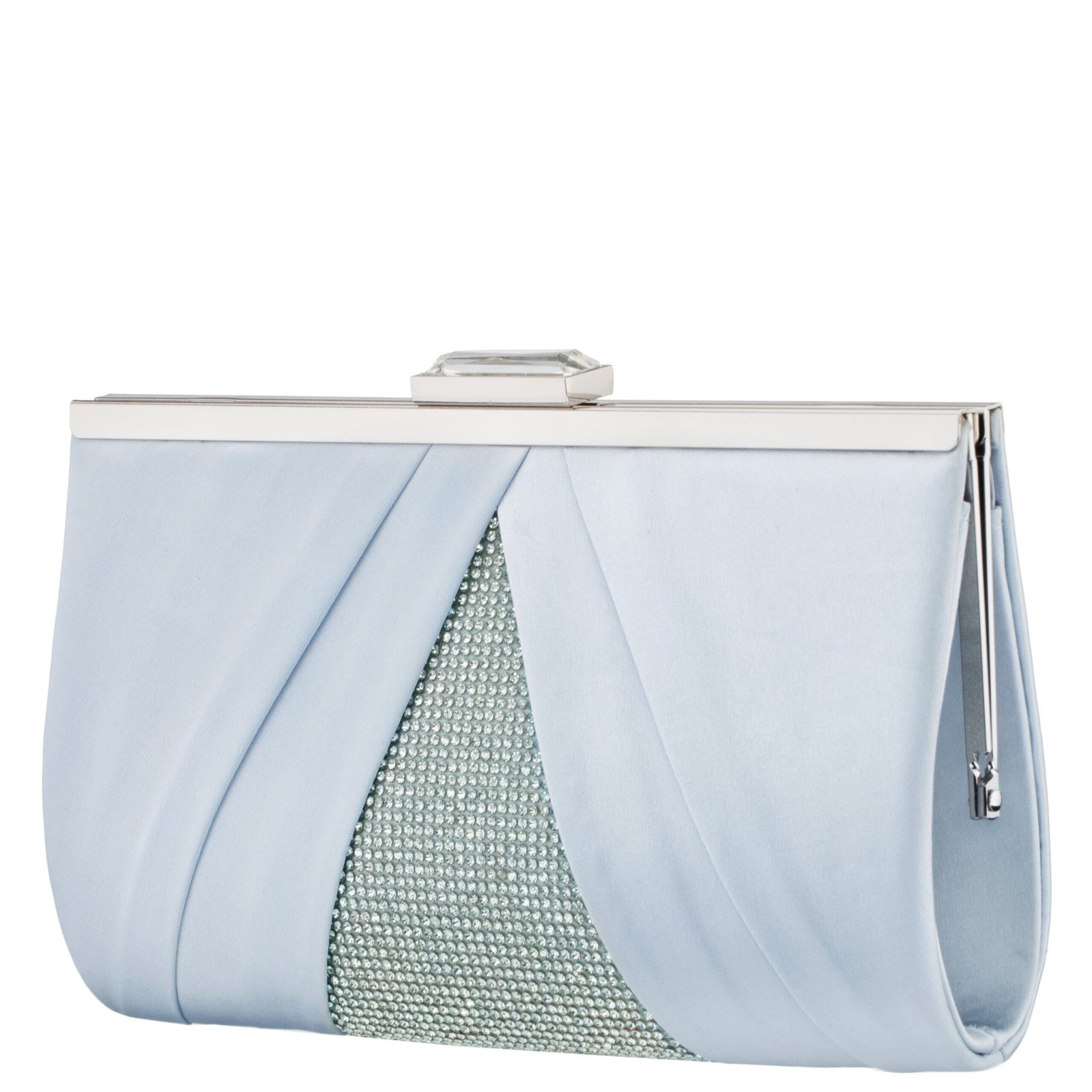 Nina Shoes Ophelia Air Blue Pleated Satin Frame Clutch