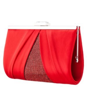 Nina Shoes Ophelia Red Rouge Pleated Satin Frame Clutch