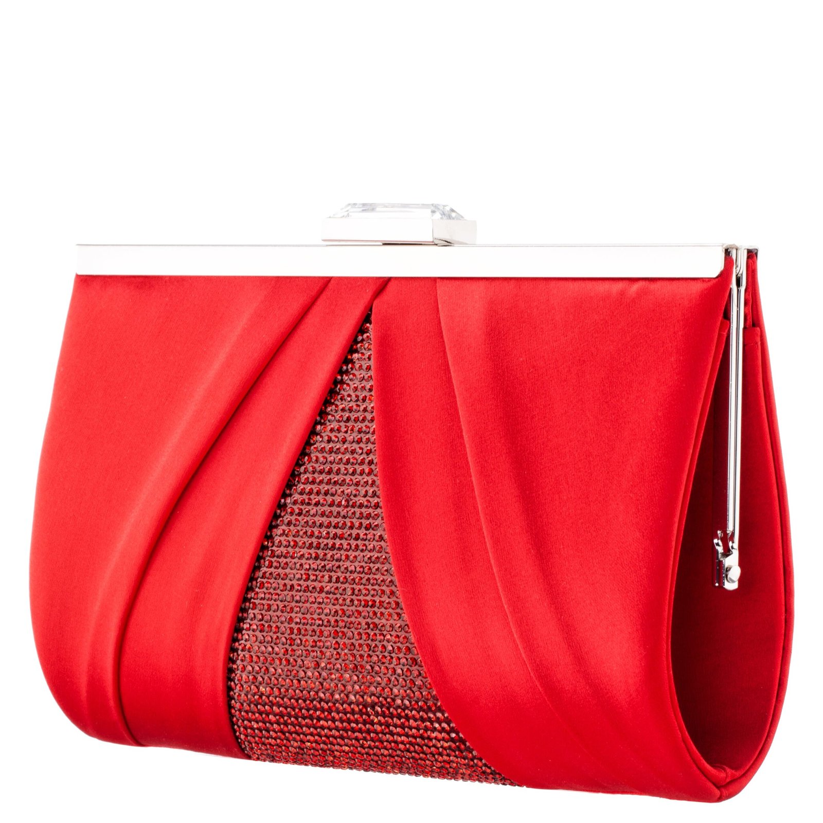 Nina Shoes Ophelia Red Rouge Pleated Satin Frame Clutch