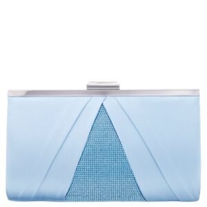 Nina Shoes Ophelia Sky Blue Pleated Satin Frame Clutch