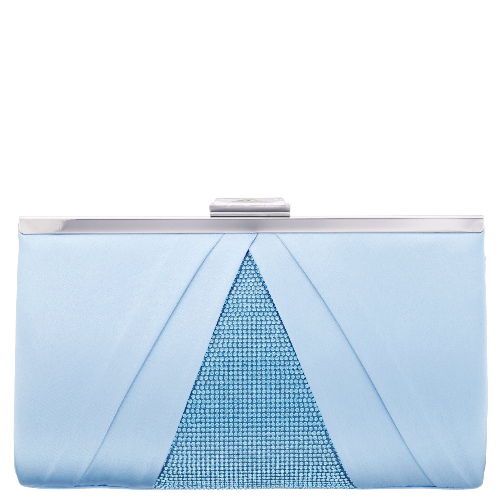Nina Shoes Ophelia Sky Blue Pleated Satin Frame Clutch