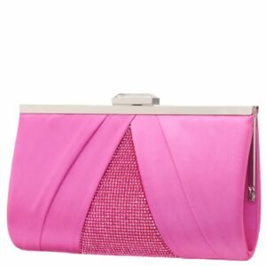 Nina Shoes Ophelia Ultra Pink Pleated Satin Frame Clutch