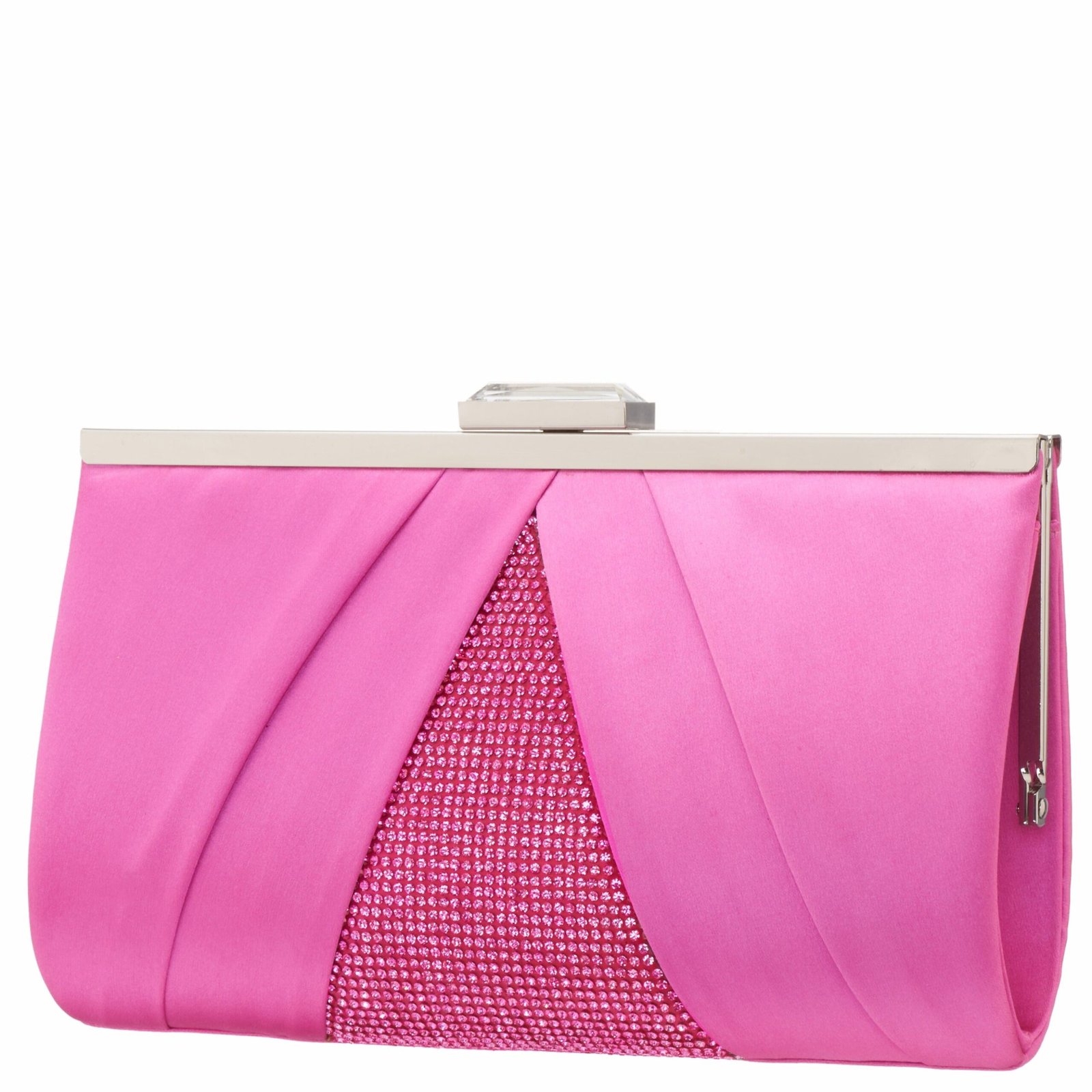 Nina Shoes Ophelia Ultra Pink Pleated Satin Frame Clutch