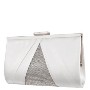 Nina Shoes Ophelia White Pleated Satin Frame Clutch