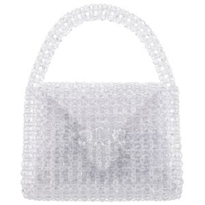 Nina Shoes Opie Clear Beaded Satchel With Inner Satin Pouch