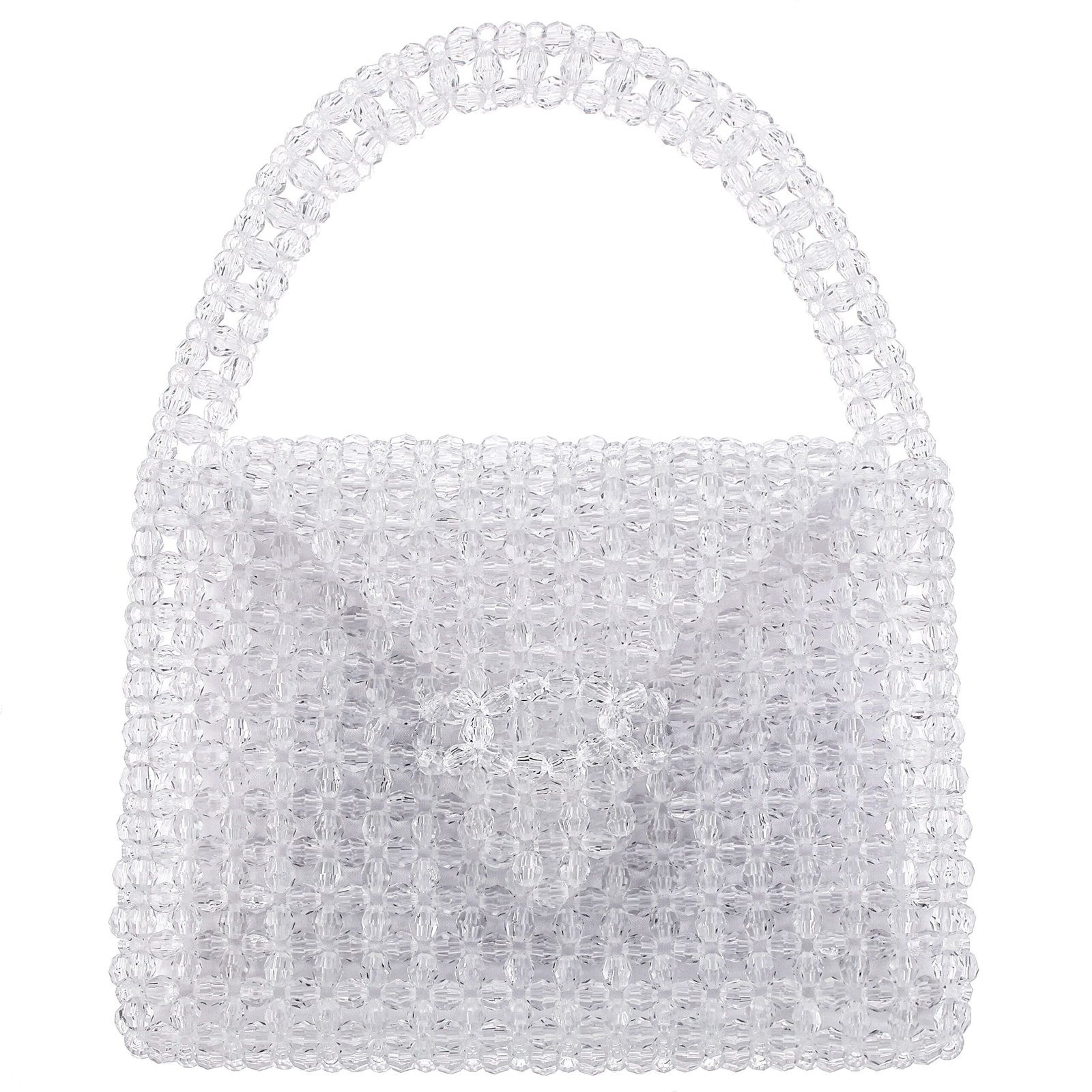 Nina Shoes Opie Clear Beaded Satchel With Inner Satin Pouch