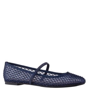 Nina Shoes Women's Peggy Navy Mesh With Rhinestone Ballerina Flat