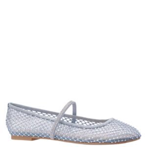 Nina Shoes Women's Peggy Sky Blue Mesh With Rhinestone Ballerina Flat