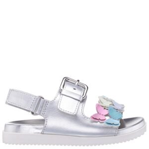 Nina Shoes Girls Pollie Silver/Multi Metallic Footbed Sandal