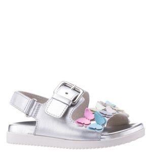 Nina Shoes Girls Pollie Silver/Multi Metallic Footbed Sandal