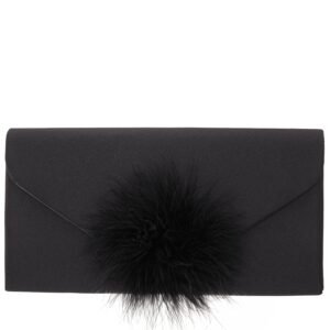 Nina Shoes Black Envelop Clutch With Pompom