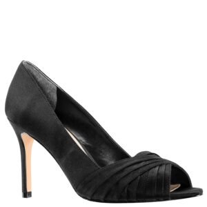 Nina Shoes Rhiyana Black Satin Peep Toe High-Heel Classic Pump