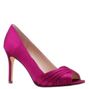 Nina Shoes Rhiyana Wine Satin Peep Toe High-Heel Classic Pump
