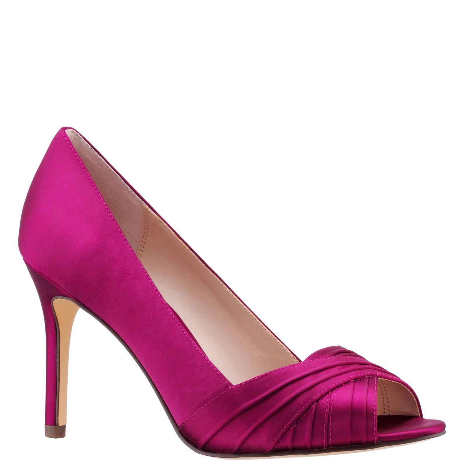 Nina Shoes Rhiyana Wine Satin Peep Toe High-Heel Classic Pump