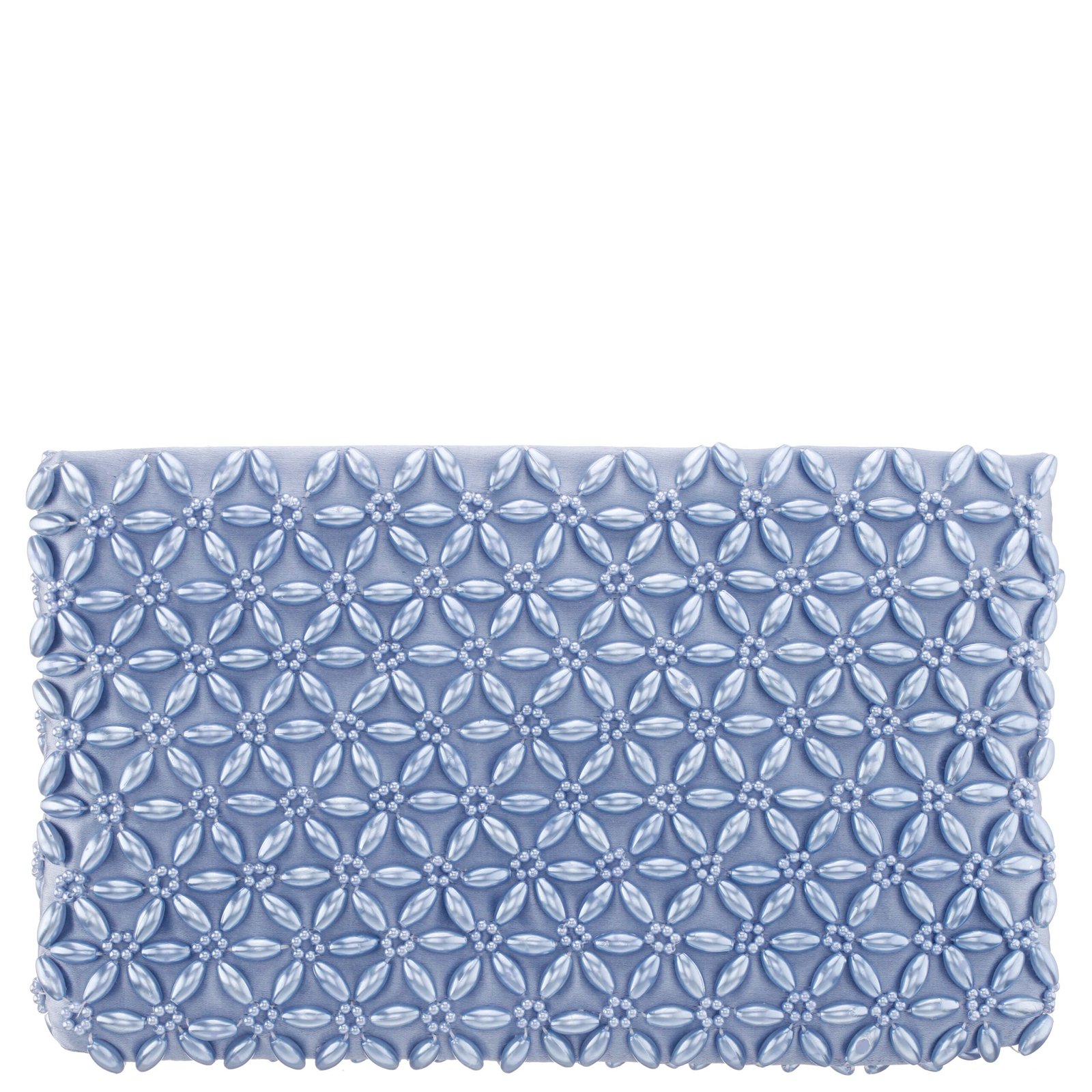 Nina Shoes Rivera Icy Blue Plastic Pearl/Satin Zip Clutch
