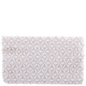 Nina Shoes Rivera Ivory Plastic Pearl/Satin Zip Clutch