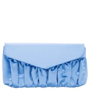 Nina Shoes Salome Sky Blue Satin Pleated Clutch