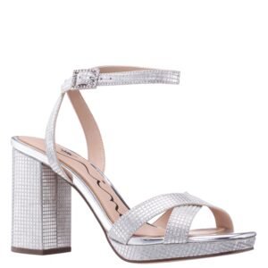 Nina Shoes Secelia Silver Ankle Strap High-Heel Platform Sandals