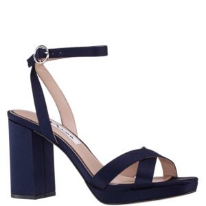 Nina Shoes Shelia New Navy Glitter Cross Strap Block High Heel Platform