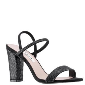 Nina Shoes Sidney Black Ankle Strap Mid-Heel Sandals