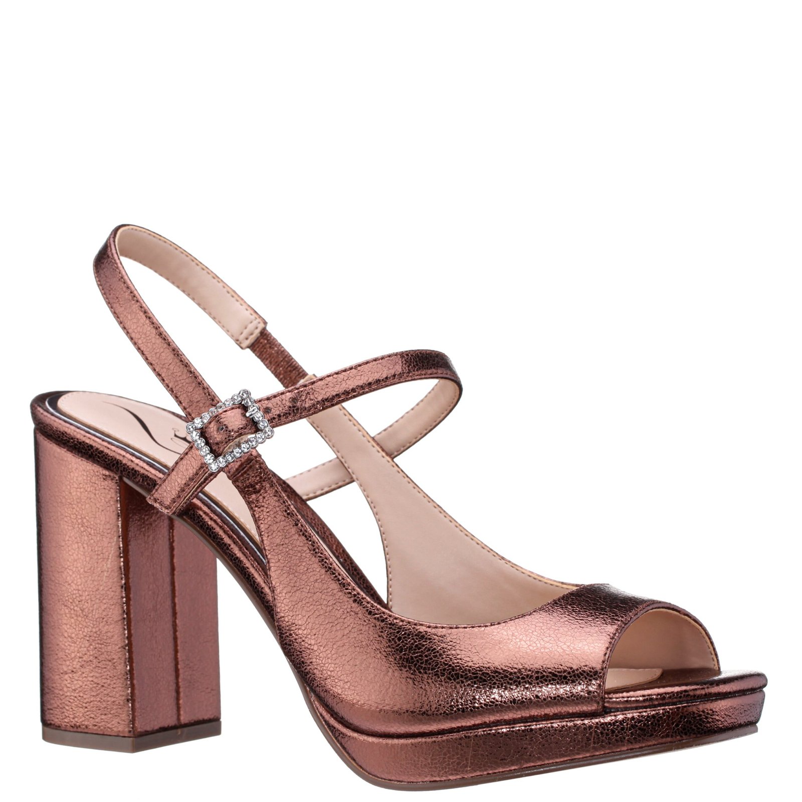 Nina Shoes Simeon Bronzette Metallic Ankle Strap High-Heel Platform Sandals