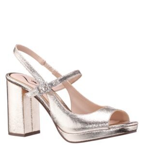 Nina Shoes Simeon Platino Metallic Ankle Strap High-Heel Platform Sandals